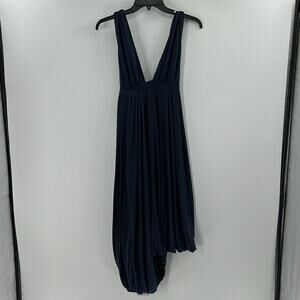 MaxMara Women's Silk Knee Length Dress with Bow - Navy/Lavender - Small